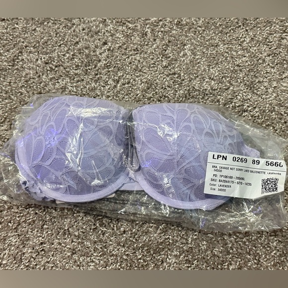 NWT Savage X Fenty 34DDD Lavender Lined Balconette Bra - Picture 5 of 6